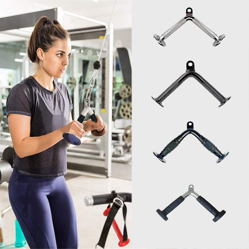 Home Gym Cable Machine - อุปกรณ์จับสายเคเบิลสำหรับเครื่องออกกำลังกายที่บ้าน, เชือกดึงลงสำหรับเครื่องพูลดาวน์, อุปกรณ์เสริมสำหรับเครื่องพายเรือ, อุปกรณ์ฝึกความแข็งแรงของกล้ามเนื้อแบบ V-handle