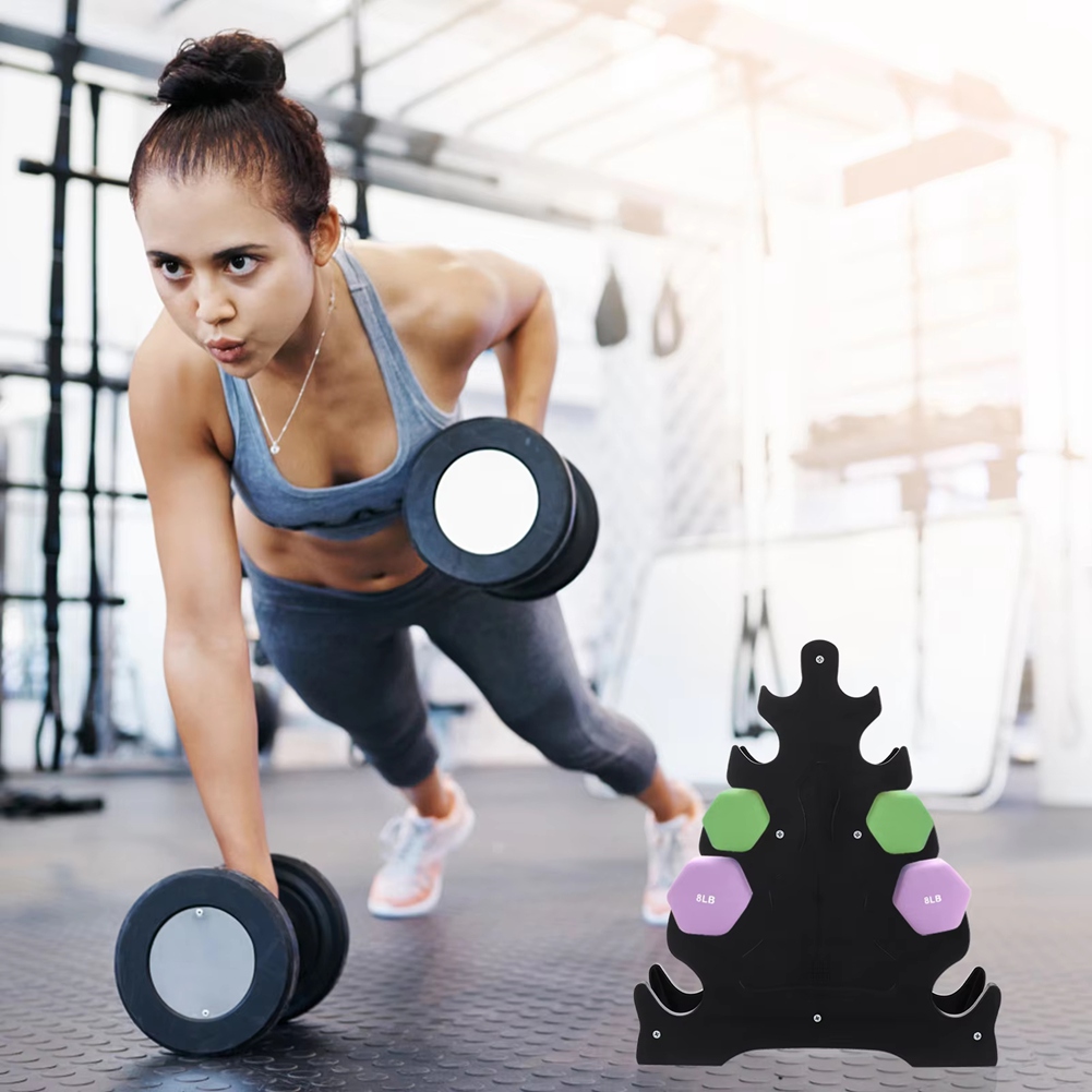 Home Gym Budget - ชั้นวางดัมเบลราคาประหยัด ชั้นวางดัมเบลทรงเอขนาดกะทัดรัด พร้อมที่จับแบบอัพเกรด ชั้นวางน้ำหนักทรงสามเหลี่ยมสำหรับยิมที่บ้าน