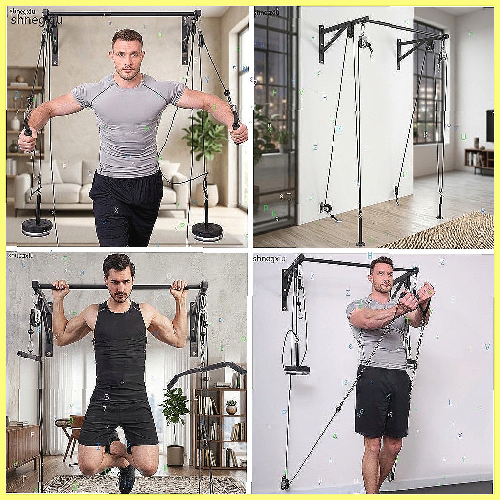 Home Gym Pulley System - ระบบรอกออกกำลังกายแบบติดผนัง DIY สำหรับบริหารกล้ามเนื้อไบเซ็ปส์และไทรเซ็ปส์ อุปกรณ์ฝึกความแข็งแรงด้วยสายเคเบิลสำหรับยิมที่บ้าน