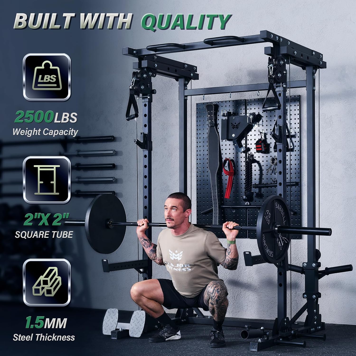 Home Gym Pulley System - Drone3 Power Rack, แร็คออกกำลังกายอเนกประสงค์สำหรับใช้ในบ้าน รับน้ำหนักได้ 2500
