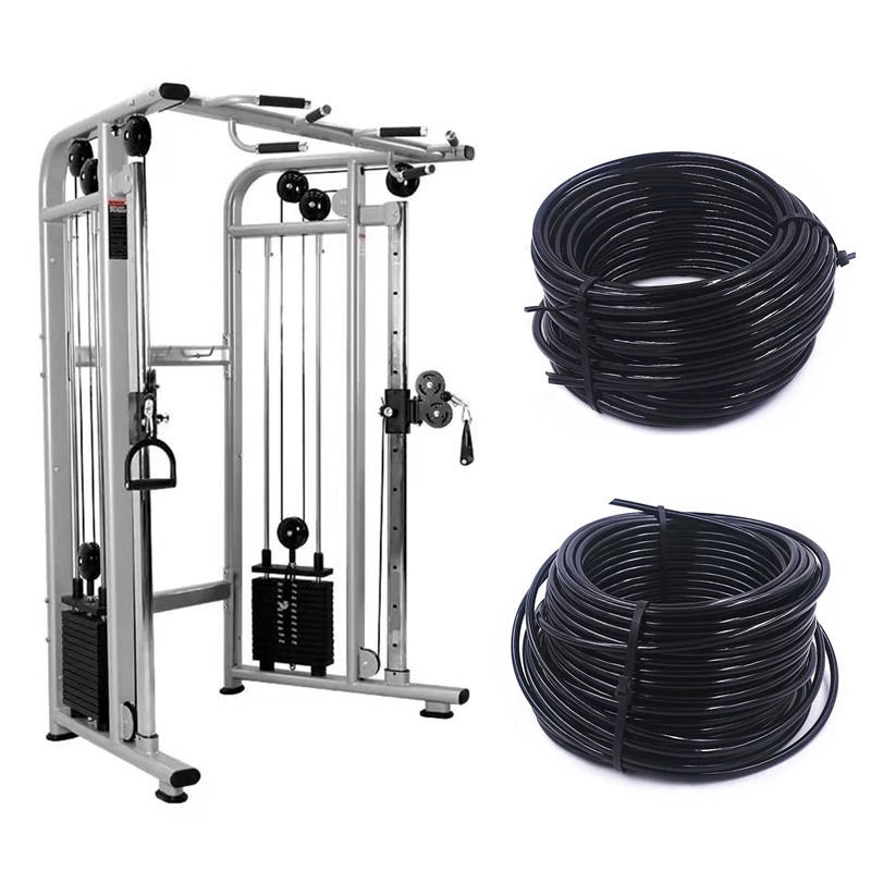 Home Gym Pulley System - 100 เมตร 4/5/6 มม.หนาบ้านยกน้ำหนักรอกออกกำลังกายยิมสายเคเบิลสแตนเลสลวดเชือกสีดำไนลอนเคลือบ