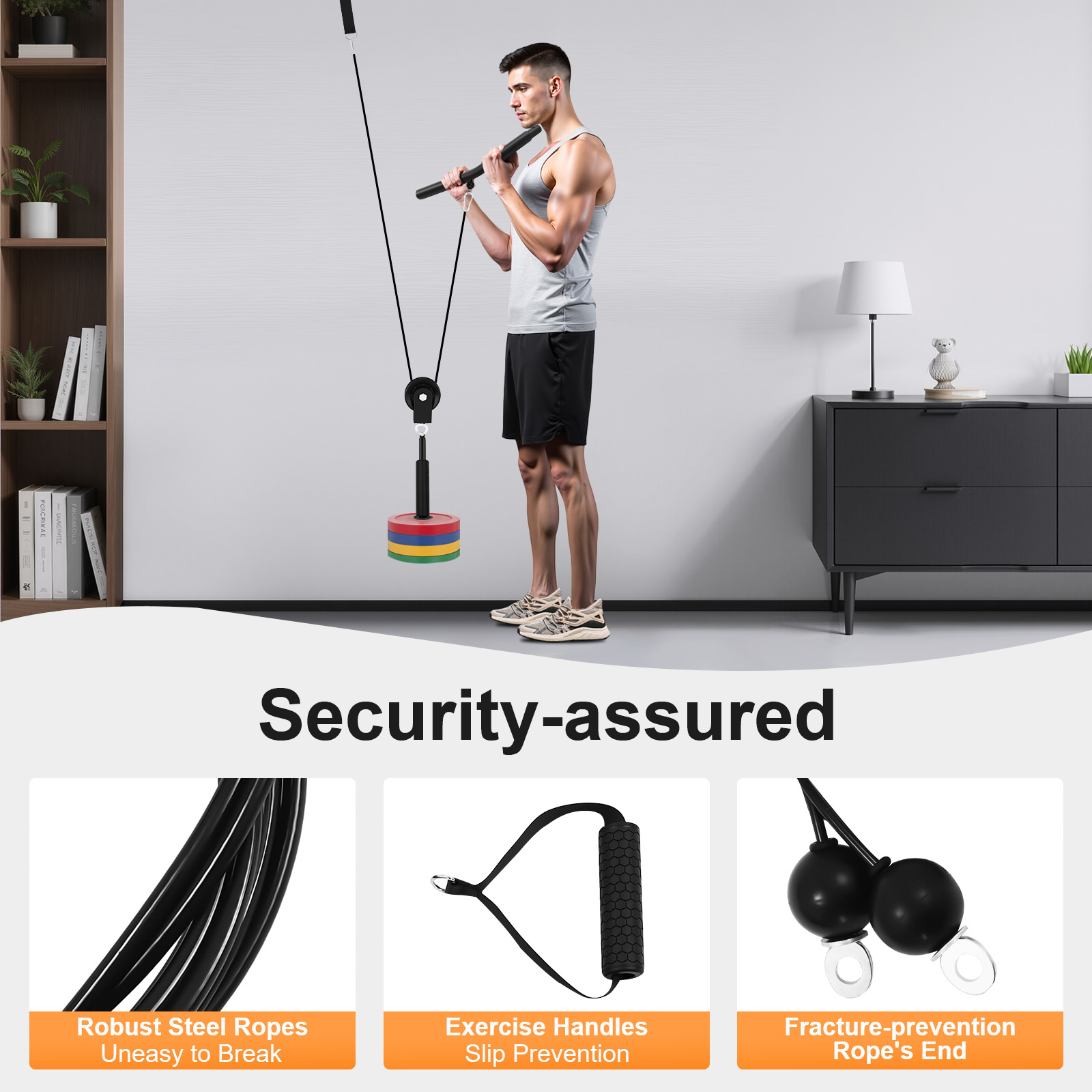 Home Gym Cable Machine - ระบบสายเคเบิลออกกำลังกาย 120 กก., สายเคเบิลฝึกกล้ามเนื้อสำหรับยิม, ระบบรอกยกน้ำหนักสำหรับผู้ใหญ่ทุกเพศ