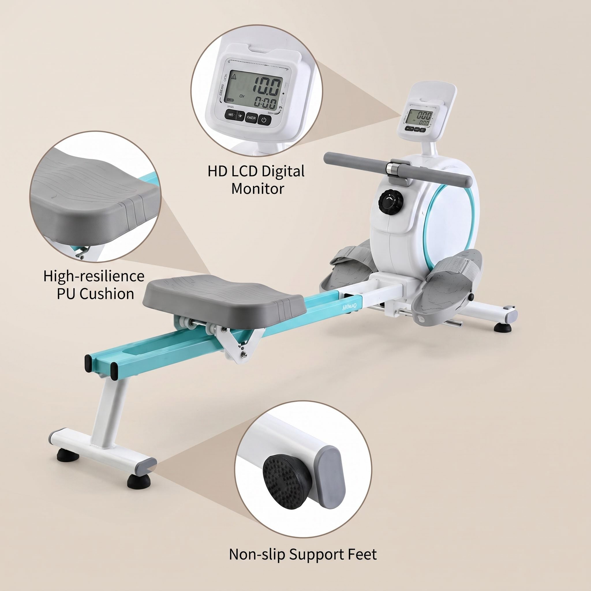 Home Gym China - เครื่องกรรเชียงบกแบบมีสายพานขับเคลื่อนพร้อมหน้าจอ LCD อุปกรณ์ออกกำลังกายสำหรับฟิตเนสในบ้านจากจีน