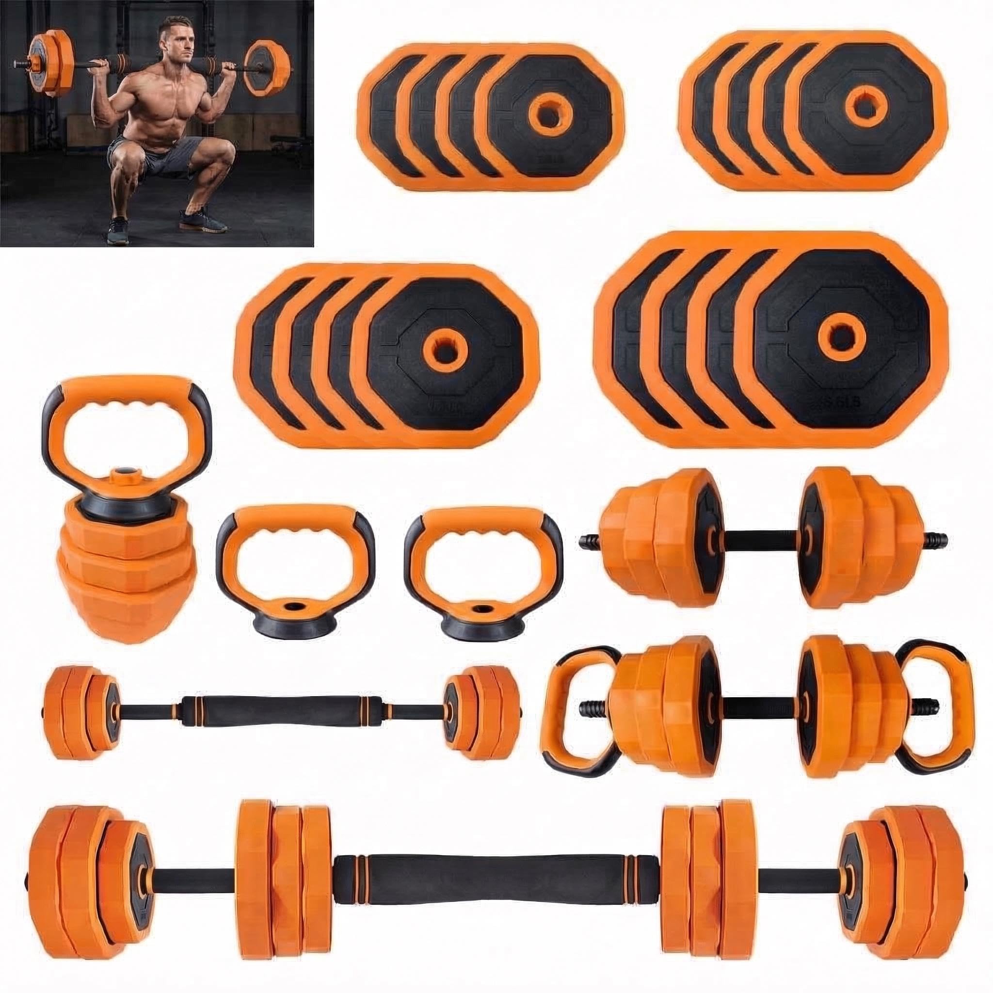 Home Gym Used - ดัมเบลปรับน้ำหนักได้ 44 ปอนด์ ชุดเวทฟรีพร้อมตัวเชื่อมต่อ ชุดดัมเบล 4