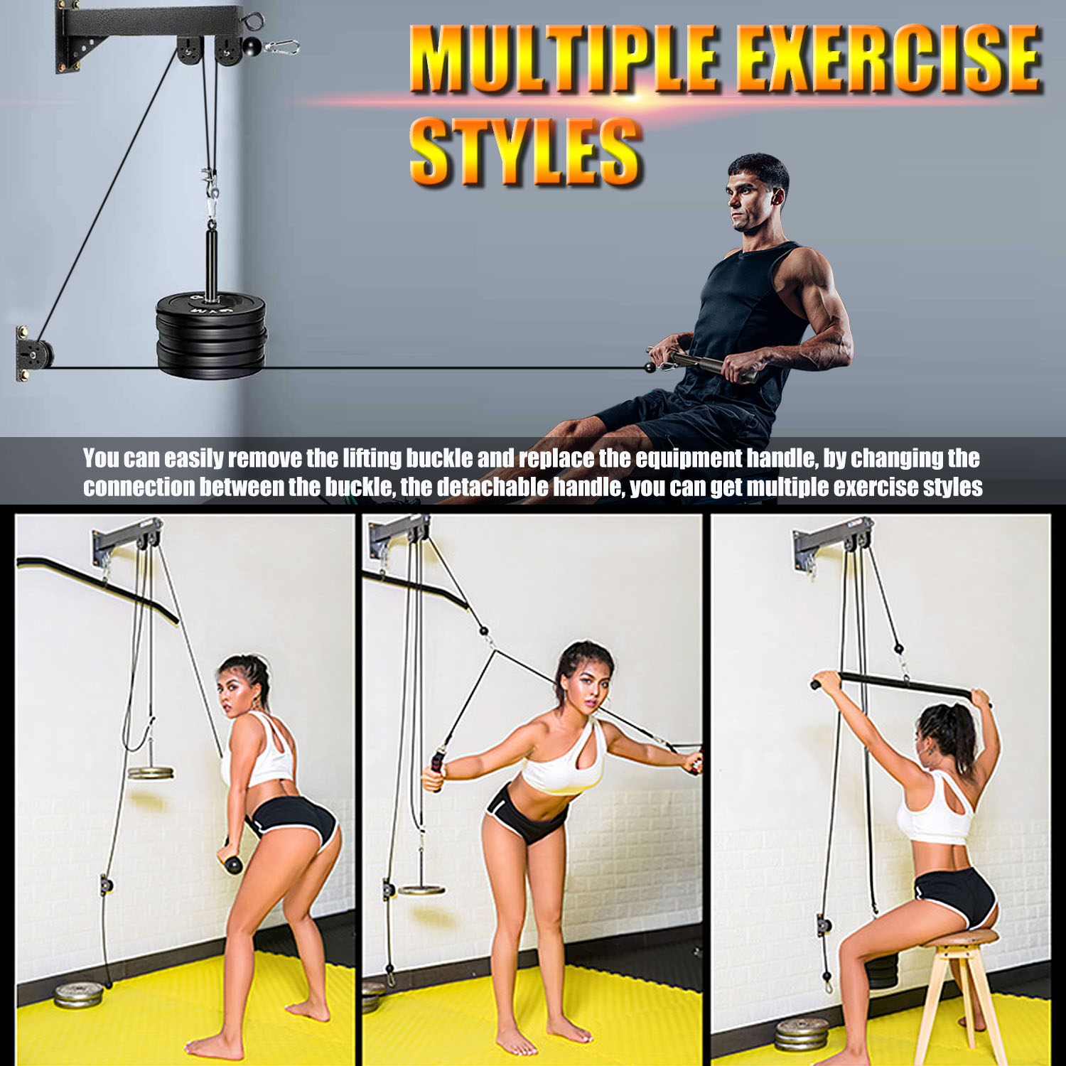 ระบบรอกติดผนังสําหรับออกกําลัง - Home Gym Pulley System บทวิจารณ์และราคา